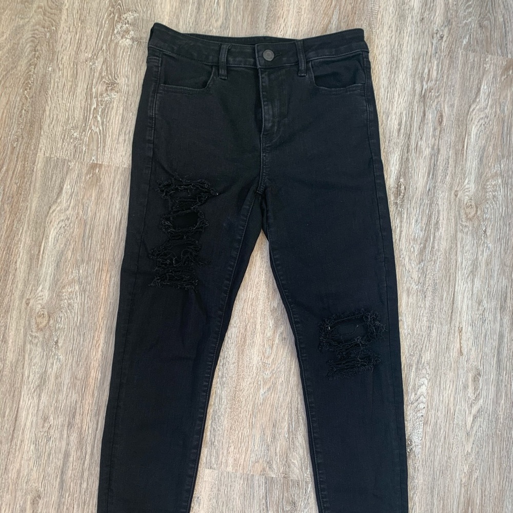 AEO Skinny Black Distressed Jeans